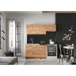 Cuisine complète mila 5 éléments couleur chêne artisan avec plan de travail inclus - longueur 120 - 180 ... Cuisine complète mila 5 éléments couleur chêne artisan avec plan de travail inclus - longueur 120 - 180 ...