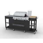Cuisine dext�rieur avec barbecue - noir / argent - 59 x 204 x 112