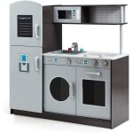 Cuisine enfant en bois - goplus - jouet �ducatif - effect sonore & nombreux accessoires - cadeau pour ...