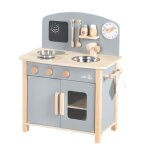 Cuisine enfant en bois - roba - avec plaque de cuisson four �vier accessoires et horloge - gris / naturel ...
