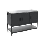 Cuisine dextrieure en acier noir 3 portes. 1 tagre l120cm