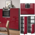Bloc cuisine r - line 180 cm sans plan de travail bordeaux haute brillance / anthracite vicco