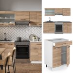 Cuisine r - line 200 cm sans plan de travail sonoma / blanc vicco