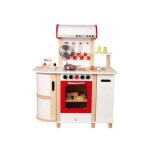 Cuisine multifonction en bois pour enfant - hape e8018 - rouge beige et blanc