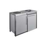 Cuisinette avec plaque et r�frig�rateur metalline 120cm thermolaqu� aluminium