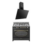 Cuisini�re �lectrique � gaz r�tro - gurari - gch e 914 bl - 8 fonctions - hotte aspirante 90 cm - noir ...