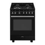 Cuisinière mixte - smeg - cx61gmbl - noir - 4 foyers - four électrique 65l Cuisinière mixte - smeg - cx61gmbl - noir - 4 foyers - four électrique 65l