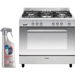 Glem cuisini�re piano de cuisson 5 foyers br�leurs gaz inox 90x60cm four catalyse gazini�re 104l