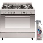 Glem cuisini�re piano de cuisson 5 foyers br�leurs gaz inox 90x60cm four catalyse gazini�re