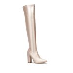 La modeuse - bottes cuissardes - cuissardes satines  talon. modle  bout pointu. fermeture par un ...
