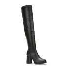 La modeuse - bottes cuissardes - cuissardes en simili  bout carr. dotes dun talon carr et dune plateforme. ...