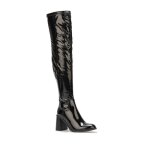 Cuissardes vernies  talon large - la modeuse - noir - haute tige - effet vinyle