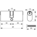Thirard - cylindre de serrure double entre ovale 30x30mm laiton anti - arrachement 3 cls