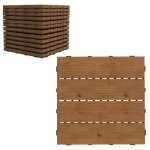 Outsunny - dalles terrasse - bois de sapin - 30x30x2. 5cm - marron