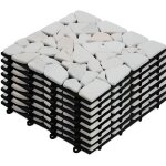 Lot de 16 dalles clipsables en galet de marbre blanc - oviala