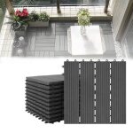 Dalles de terrasse en wpc - naizy - mod�le a - 4 lattes - anthracite - rev�tement ext�rieur jardin