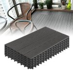 Dalle de terrasse en wpc - naizy - mod�le b - anthracite - 30 x 60 cm - 4 lattes - rev�tement ext�rieur ...