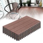 Dalles de terrasse en wpc - naizy - mod�le b - marron - 4 lattes - rev�tement ext�rieur jardin
