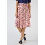 Damart - jupe ceinture � boucle - corail petites fleurs