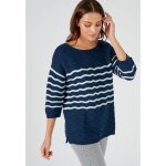 Damart - pull � rayures - marine ray� blanc