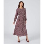 Damart - robe imprim�e � manches longues - bordeaux graphique