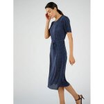 Damart - robe pliss� permanent - marine pois