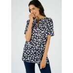 Damart - tunique maille cr�pe stretch fleurie - marine fleuri