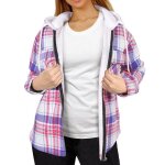 Dames shacket shirt veste vérifié imprimé violet zippé surdimensionné top manteau à capuche pour femme ... Dames shacket shirt veste vérifié imprimé violet zippé surdimensionné top manteau à capuche pour femme ...