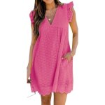 Dames vintage robe femmes dentelle robes dété courtes col en v casual vacances plage lâche mini robe ... Dames vintage robe femmes dentelle robes dété courtes col en v casual vacances plage lâche mini robe ...