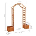 Pergola de jardin - vingvo - bois sapin massif - portail et jardinires - marron