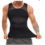 Dbardeur de compression homme - marque - gaine ventre plat - t shirt gainant - fitness - noir