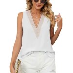 Dbardeur femme col v dentelle sans manche - blanc