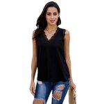 Dbardeur femme dentelle lche couleur unie col v - noir - mp32908094