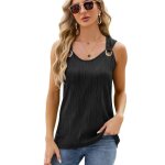 D�bardeur femme �t� sans manches col rond loose couleur unie avec anneau en m�tal - taille eu - noir