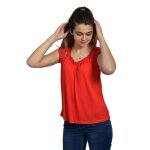 D�bardeur femme - missing johnny - rouge - col carr� - dentelle - large bretelle