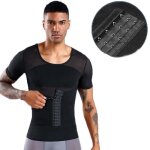 Dbardeur gainant t - shirt amincissant pour hommes - demeuble - noir - compression ventre plat