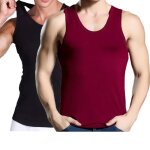 Dbardeur homme lot de 2 sans manche t - shirt stretch coton couleur unie tee shirt sport col rond - ...