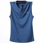 Dbardeur homme ete sans manches coton respirant couleur unie - bleu