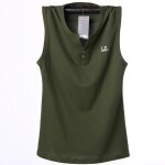 Dbardeur homme ete sans manches coton respirant couleur unie - vert militaire