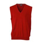 D�bardeur pull sans manche col v - homme - james & nicholson - jn657 - rouge bordeaux - 100% coton