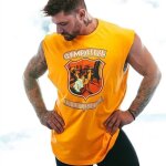 Dbardeur de sport homme en coton imprim col rond ample t fitness gym - jaune - mp74921664