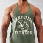 Dbardeur de sport homme en coton imprim musculation fitness gym grande taille - vert