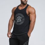 Dbardeur de sport homme en coton imprim sans manche musculation ample fitness gym et - noir