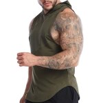 D�bardeur de sport homme en maille � capuche musculation fitness gym et� - vert