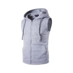 Débardeur de sport homme - marque - modèle - poches - capuche - gris clair a Débardeur de sport homme - marque - modèle - poches - capuche - gris clair a