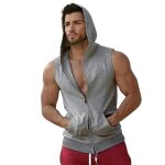 D�bardeur sweat � capuche musculation sport hommes - noir - fitness - sans manche - respirant