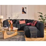 Debbie - canap� modulable dangle droit 4 places avec accoudoir en tissu textur� - noir