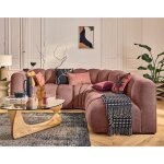 Debbie - canap� modulable dangle droit 4 places avec accoudoir en tissu textur� - rose