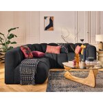 Debbie - canap� modulable dangle gauche 4 places avec accoudoir en tissu textur� - noir