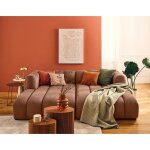 Debbie - canapé modulable droit 3 places avec double méridienne - assise profonde - en tissu texturé ... Debbie - canapé modulable droit 3 places avec double méridienne - assise profonde - en tissu texturé ...